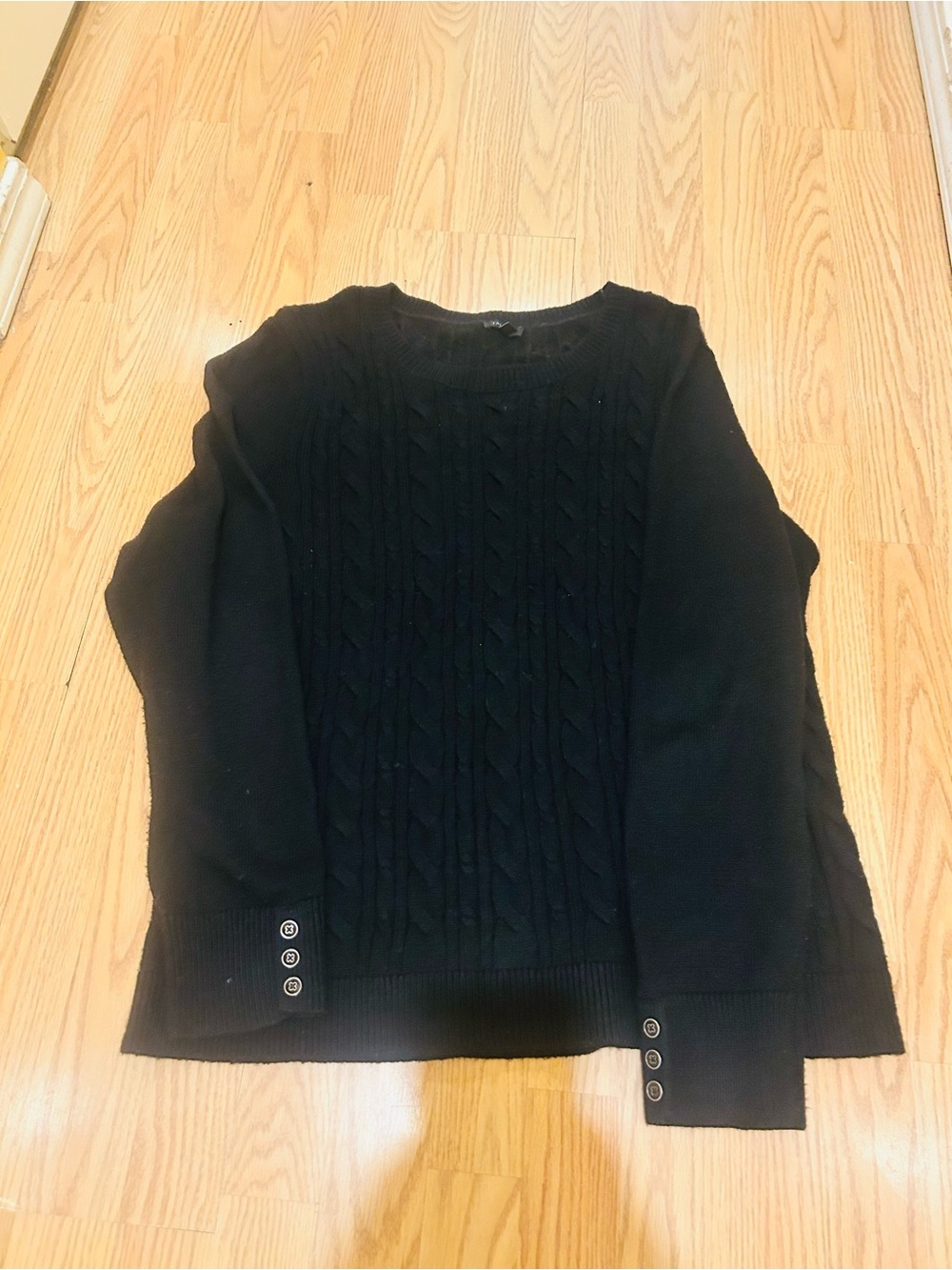 Talbots Classic Black Cable-Knit Women's Sweater sz XL